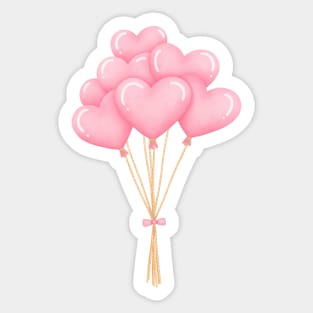 Bouquet of Pink HEARTS Balloons Sticker